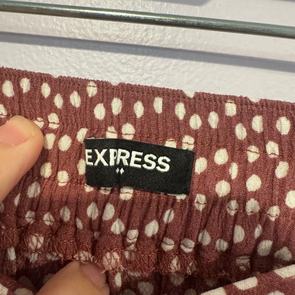 Pink and white button down express‎ midi skirt